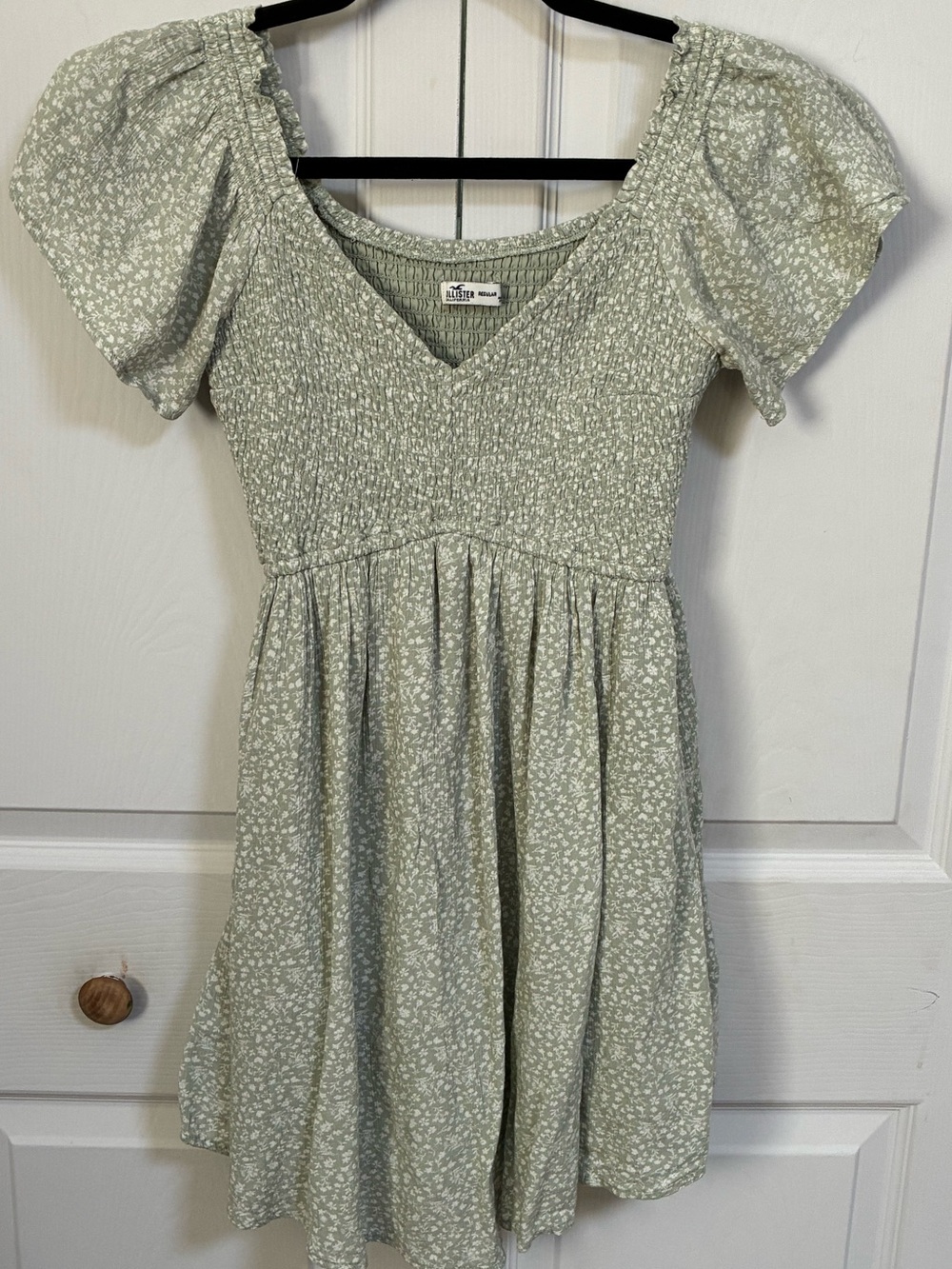 Hollister Sage Green Smocked Floral Dress
